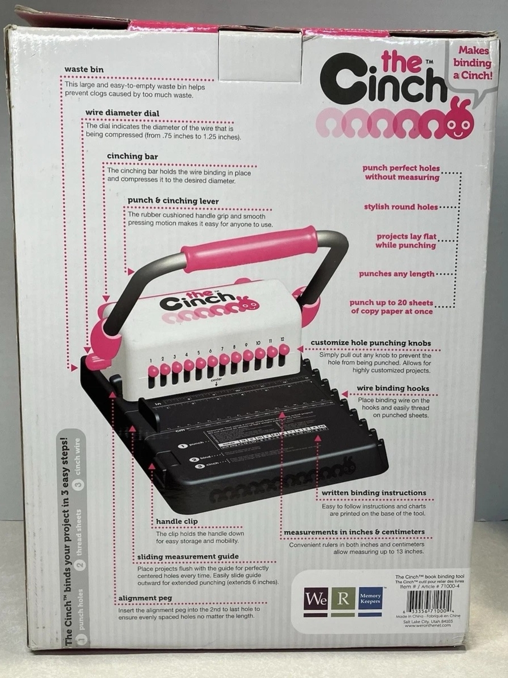 We R Memory Keepers The Cinch Pink Book Binding Tool - Picture 2 of 14